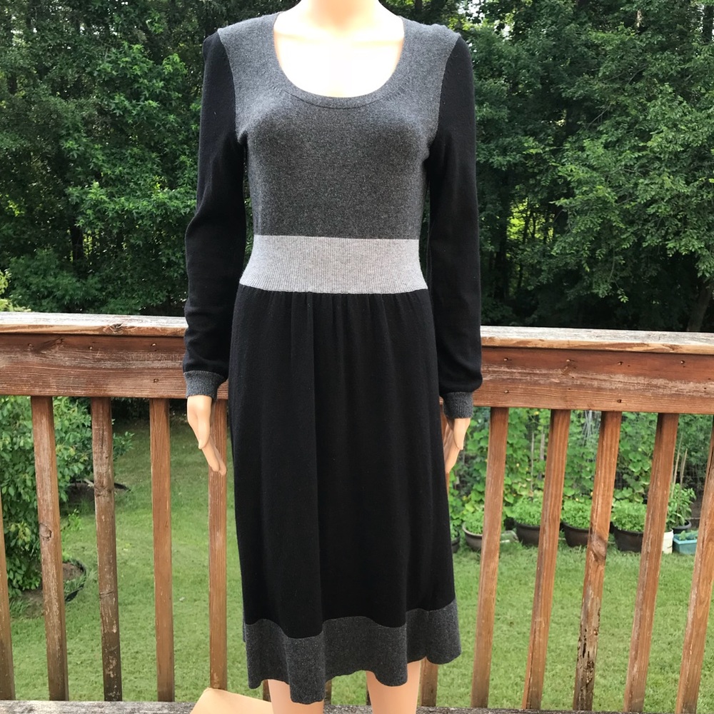 Boden Gray Black Knit Midi Dress 10R